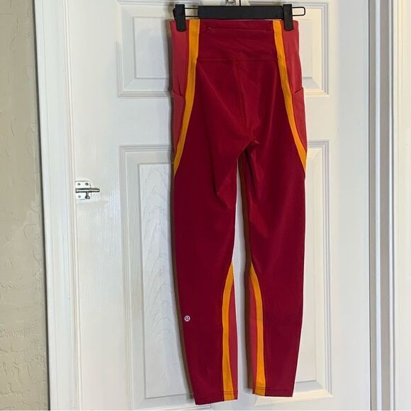 lululemon Wild Twist 7/8 Tight Size 2 Ruby Red, Fuchsia Pink & Vivid Amber - Picture 4 of 10